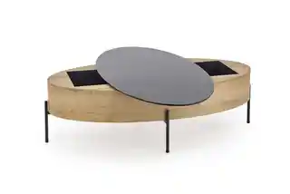 Halmar Stolik kawowy szklany czarny dąb złoty mat 120 x 60 cm Zenga