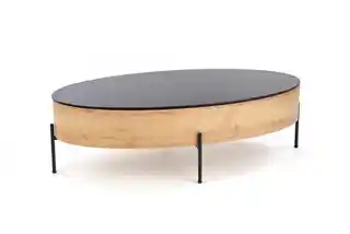 Halmar Stolik kawowy szklany czarny dąb złoty mat 120 x 60 cm Zenga