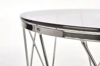 Halmar Stolik kawowy szklany dymiony chrom mat połysk 55 cm Selena
