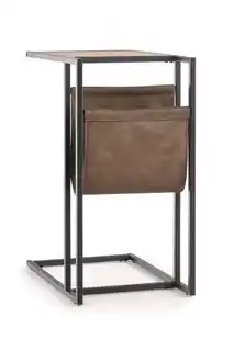 Halmar Stolik pomocniczy z gazetnikiem dąb złoty czarny mat 47 x 33 cm Compact