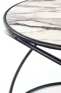 Halmar Zestaw 2 stolików kawowych okrągły biały marmur czarny mat 50 cm, 40 cm Sussanna