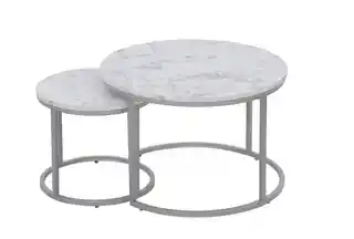 Halmar Zestaw 2 stolików kawowych okrągłych biały marmur srebrny mat 60 cm, 38 cm Paola