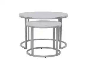 Halmar Zestaw 2 stolików kawowych okrągłych biały marmur srebrny mat 60 cm, 38 cm Paola