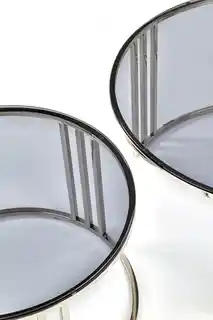 Halmar Zestaw 2 stolików kawowych okrągłych dymiony srebrny mat połysk 80 cm, 60 cm Mercury