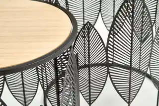 Halmar Zestaw 2 stolików kawowych okrągłych naturalny czarny mat 40 cm, 33 cm Folla