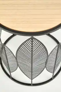 Halmar Zestaw 2 stolików kawowych okrągłych naturalny czarny mat 40 cm, 33 cm Folla