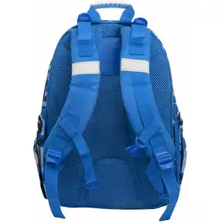Hama Plecak szkolny Blue Soccer 183857, lekki, wodoodporny, regulowane paski, główna komora, kieszeń na bidon, wytrzymała tkanina, ergonomiczne wykończenie