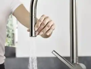 Hansgrohe 72801800 Talis M5416-H220 Jednouchwytowa bateria kuchenna 210 wyciągana wylewka 2jet sBox stal szlachetna