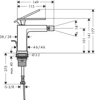 Hansgrohe 73200140 Tecturis E Jednouchwytowa bateria bidetowa z kompletem odpływowym Brąz Szczotkowany