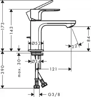 Hansgrohe Rebris S Bateria umywalkowa CoolStart EcoSmart+ z korkiem czarny mat 72586670