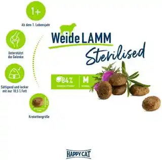 Happy Cat Sterilised Adult jagnięcina z pastwiska - 10 kg karma sucha