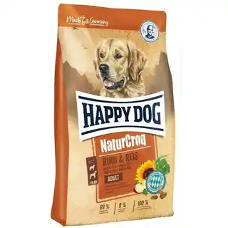 Happy Dog 60517 Sucha Karma dla Psów z Wołowiną i Ryżem, 15 kg