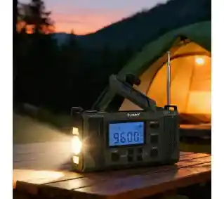 Hawk Expedition R20 Na korbkę, Solarne, Latarka, Radio FM Czarny Radioodbiornik