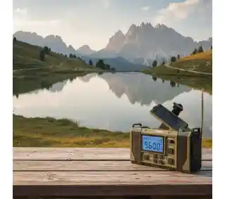 Hawk Expedition R20 Na korbkę, Solarne, Latarka, Radio FM Czarny Radioodbiornik