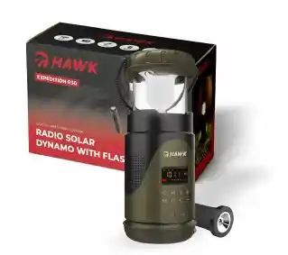 Hawk Expedition R30 Na korbkę, Solarne, Latarka, Radio FM Zielony Radioodbiornik