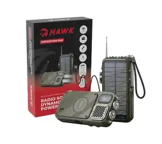 Hawk R40 Na korbkę, Solarne, Latarka, Radio FM Bluetooth Zielony Radioodbiornik