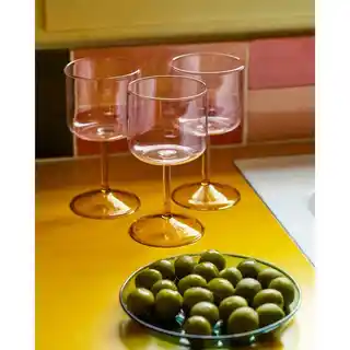 HAY - Tint Wine Glass Set of 2 Pink/Yellow