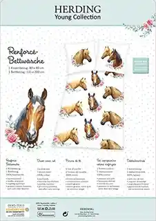 Herding Pościel 135x200 Konie biała beżowa poszewka 80x80