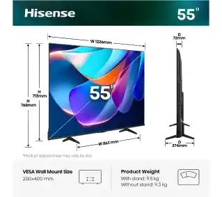 Hisense 55A6S 55 LED 4K Funkcje AI Dolby Vision HDMI 2.1 DVB-T2 Telewizor LED