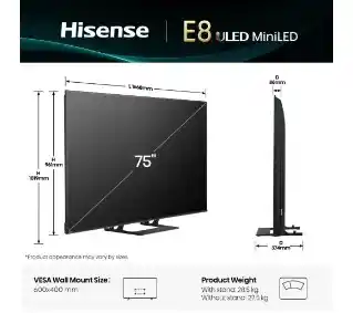 Hisense 75E8Q 75 ULED MiniLED 4K 144Hz Smart TV Dolby Vision Dolby Atmos Telewizor QLED