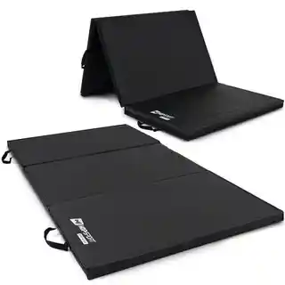 Hop-sport Materac gimnastyczny składany twardy z rzepami 5cm czarny duży