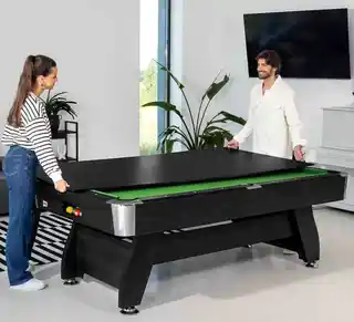 Hop-sport Stół bilardowy spływowy Vip Extra 8 FT czarno zielony z nakładką ping-pong blat