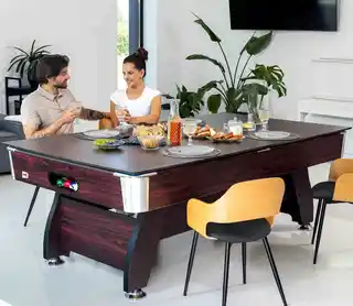 Hop-sport Stół bilardowy spływowy Vip Extra 8 FT wiśnia zielony z nakładką ping-pong blat