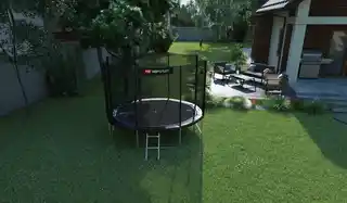 Hop-sport Trampolina 10ft (305cm) czarno-niebieska z siatką zewnętrzną