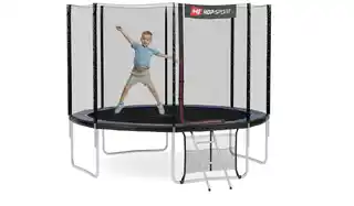 Hop-sport Trampolina 10ft (305cm) czarno-niebieska z siatką zewnętrzną