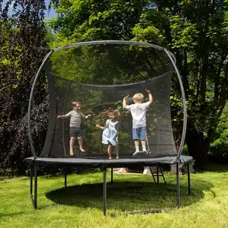 Hop-sport Trampolina ogrodowa 10ft (305cm) pumpkin - szaro-czarna z siatką wewnętrzną