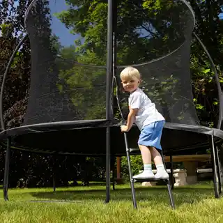 Hop-sport Trampolina ogrodowa 10ft (305cm) pumpkin - szaro-czarna z siatką wewnętrzną