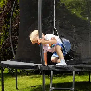 Hop-sport Trampolina ogrodowa 10ft (305cm) pumpkin - szaro-czarna z siatką wewnętrzną