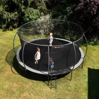 Hop-sport Trampolina ogrodowa 16ft (488cm) pumpkin - szaro-czarna z siatką wewnętrzną
