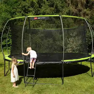 Hop-sport Trampolina ogrodowa 16ft (488cm) pumpkin - zielono-czarna z siatką wewnętrzną