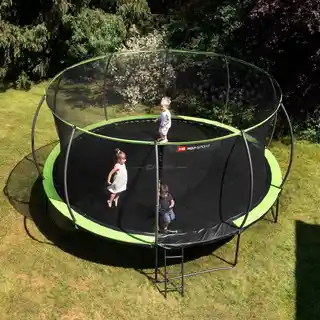 Hop-sport Trampolina ogrodowa 16ft (488cm) pumpkin - zielono-czarna z siatką wewnętrzną