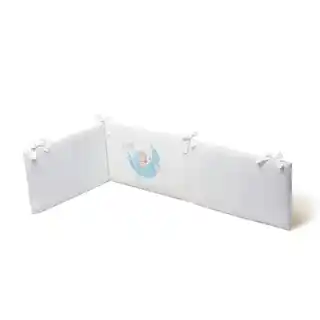 Interbaby Kołdra 100x135 poszwa i ochraniacz do łóżeczka 60x180 Śpiący Miś biała niebieska