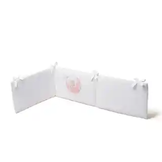 Interbaby Kołdra 100x135 poszwa i ochraniacz do łóżeczka 60x180 Śpiący Miś biała różowa