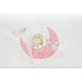 Interbaby Kołdra 100x135 poszwa i ochraniacz do łóżeczka 60x180 Śpiący Miś biała różowa