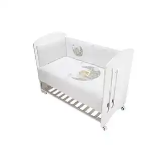 Interbaby Kołdra 100x135 poszwa i ochraniacz do łóżeczka 60x180 Śpiący Miś biała szara