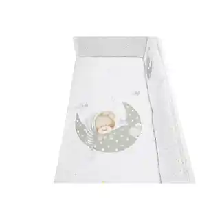 Interbaby Kołdra 100x135 poszwa i ochraniacz do łóżeczka 60x180 Śpiący Miś biała szara