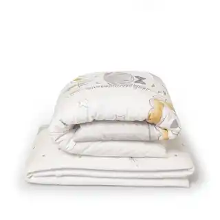 Interbaby Kołdra 100x135 poszwa i ochraniacz do łóżeczka 60x180 Zwierzęta 2 biała szara