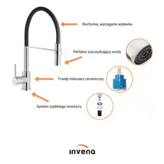 Invena Kameleon Bateria zlewozmywakowa kuchenna 45cm czerwona BZ29L07