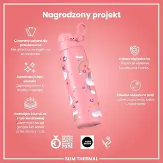 Ion8 Butelka bidon termiczny termos 500 ml Jednorożce I8TS500PPUNIRAIN