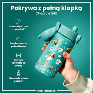 Ion8 Butelka termiczna 320 ml Pszczoły, stal nierdzewna, izolacja próżniowa, bez BPA, kolor beżowy