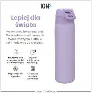 Ion8 butelka termiczna 500 ml playful periwinkle, stal nierdzewna, izolacja próżniowa, bez BPA
