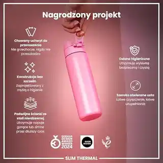 Ion8 butelka termiczna 500 ml różowa, stal nierdzewna, izolacja próżniowa, lekka, bez BPA