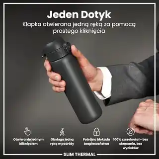 Ion8 butelka termiczna 500 ml szara, stal nierdzewna, izolacja próżniowa, antypoślizgowa, bez BPA