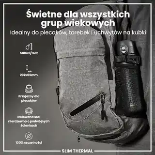 Ion8 butelka termiczna 500 ml szara, stal nierdzewna, izolacja próżniowa, antypoślizgowa, bez BPA