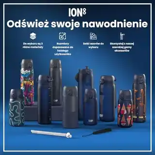 Ion8 butelka termiczna Bright Floral, 500ml, stal nierdzewna, podwójne ścianki, izolacja próżniowa