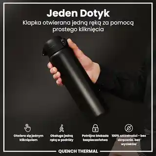 Ion8 Czarna butelka termiczna na wodę 920 ml, podwójne ścianki, stal nierdzewna, szczelny korek, kolekcja I8, model TS1000BLK